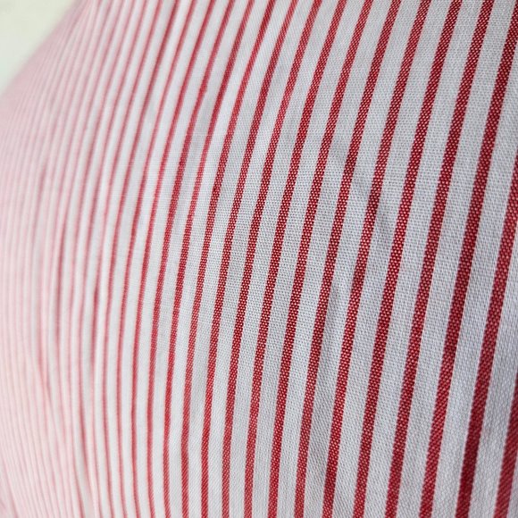 Vintage 80s 90s Oak Hill Red White Striped Eyelet Lace Western Cottage Shirt L - Picture 6 of 8